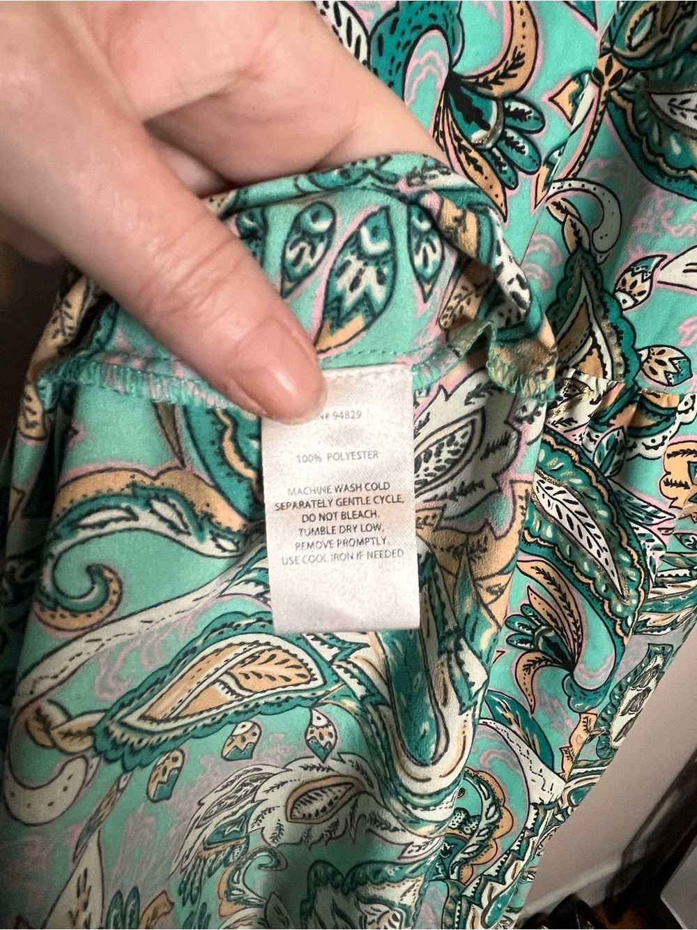 HARLOW & ROSE Aqua Paisley Halter Maxi Dress with Tassel Tie Size Small - Picture 7 of 7
